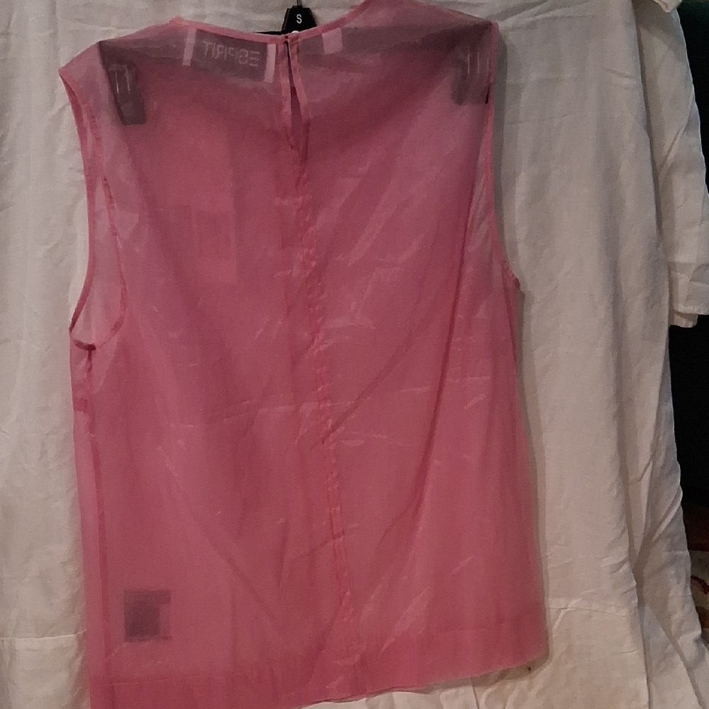 Esprit Sheer Sleeveless Tank Top in Pink - Picture 6 of 6